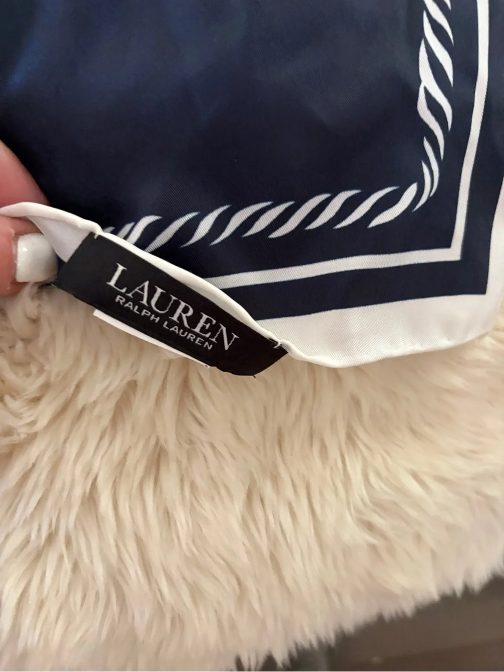 Nautical Print silk scarf Ralph Lauren  - Navy, White, Red flags boat